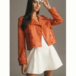 Anthropologie avec les filles cropped faux leather peacoat
